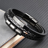 Punk Design Stainless Steel Leather Bracelet – Jewelry Gift Ideas — 3