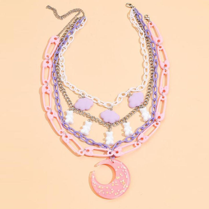 Acrylic Cloud Bear Pin Moon Choker Necklace – Jewelry Gift Ideas — 1