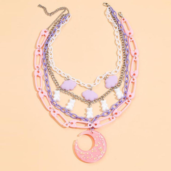 Acrylic Cloud Bear Pin Moon Choker Necklace – Jewelry Gift Ideas — 1