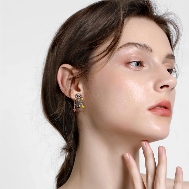 S925 Sterling Silver Skull Bone Stud Earrings Set – Meaningful Gifts — 1
