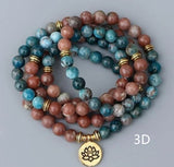 Natural 108 Apatite Lotus Bracelet Buddha Pendant – Jewelry Gift Ideas — 4