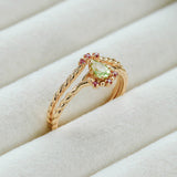 Japanese Retro Style Natural Olivine Ring – Stylish Gifts — 7