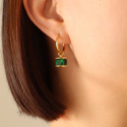 Titanium Steel Emerald Zircon Necklace Earrings – Jewelry Gift Ideas — 4