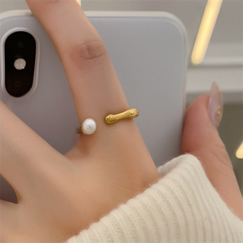 Ins Design Geometric Titanium Steel Gold-plated Pearl – Everyday Gifts — 1