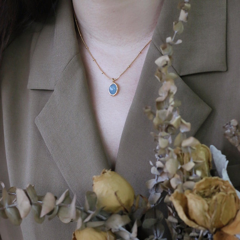 Gentle Aquamarine Necklace Retro Style Pendant – Jewelry Gift Ideas — 1