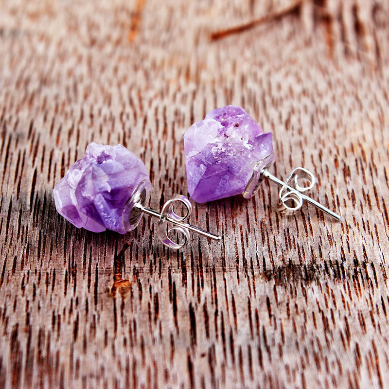 Amethyst Irregular Earrings Natural Stone – Special Occasion Gifts — 1