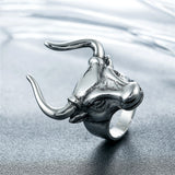 Retro Punk Bull Head Bull Men's Titanium Steel Ring – Gifts for Him — 3