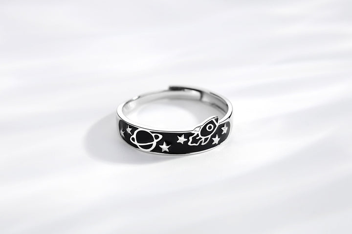 Sterling Silver Planet Love Couple Ring Offsite – Gifts for Couples — 1
