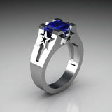 Plated Sapphire Engagement Simulation Diamond Ring – Gifts for Couples — 1