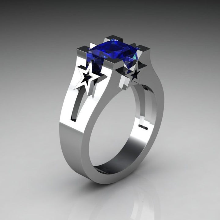 Plated Sapphire Engagement Simulation Diamond Ring – Gifts for Couples — 1