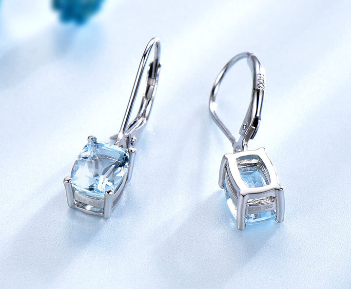 Lady 925 Sterling Silver Topaz Pendant Earring – Jewelry Gift Ideas — 1