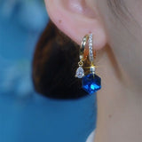 Blue Cube Sugar Crystal Earrings Temperament Ear Clip – Surprise Gifts — 3