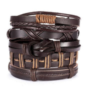Men's Cross Braided Leather Adjustable Set – Jewelry Gift Ideas — 3