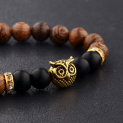 Owl frosted stone lifeline wood grain bracelet – Jewelry Gift Ideas — 4