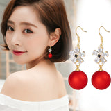 Short Festive Red Pearl Frosted Bead Earrings – Stylish Gifts — 4