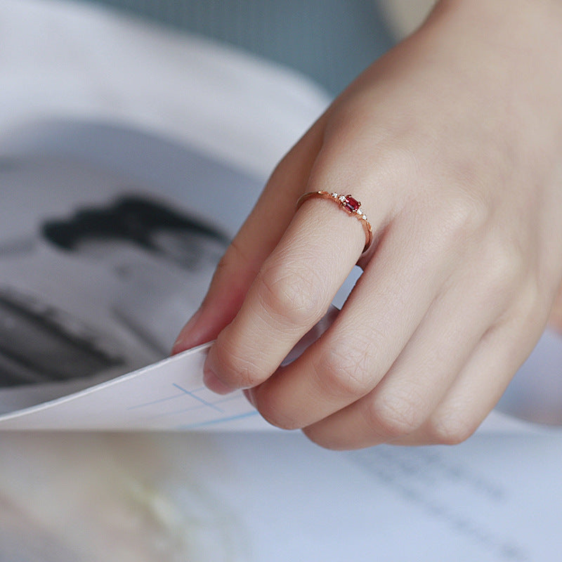 Sterling Silver Garnet Wave Ring – Surprise Gifts — 1