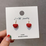 S925 Silver Needle New Year Red Peach Heart Earrings – Useful Gifts — 4
