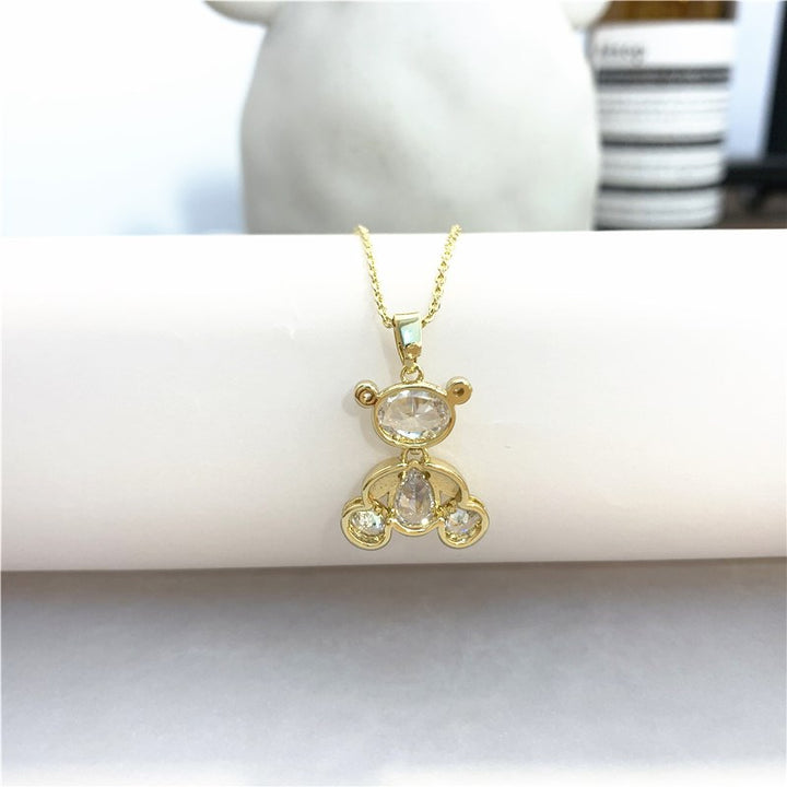 Korean Style And Cute Zircon Bear Necklace Female – Jewelry Gift Ideas — 1