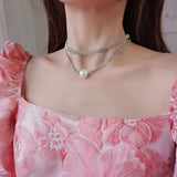 Double Layer Full Diamond Pearl Necklace – Jewelry Gift Ideas — 4
