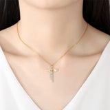 Sterling Silver Angel Wings With Zircon Necklace – Jewelry Gift Ideas — 3