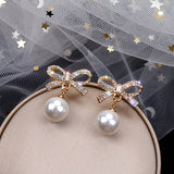 Women's Elegant Bow Shape Pearl Earrings – Gifts for Her — 3