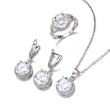Women's Zircon Necklace Earring Ring Three-piece – Jewelry Gift Ideas — 20
