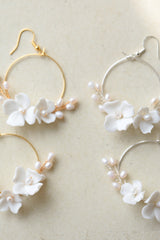 Simple Circle Freshwater Pearl Flower Earrings – Surprise Gifts — 5