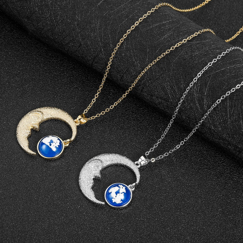 Moon Blue Sky White Cloud Resin Transparent – Jewelry Gift Ideas — 1