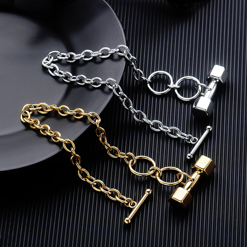 Hip Hop Cuban Titanium Steel Dumbbell Bracelet Fitness – Fitness Gifts — 1