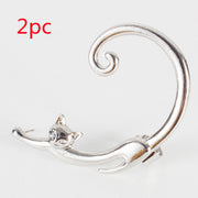 Single Piece Punk Style Cat Post Earring with Ear Cuff – Stylish Gifts — 2