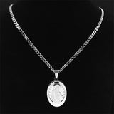 Gold-plated Oval Tag Virgin Mary Prayer Necklace – Jewelry Gift Ideas — 3