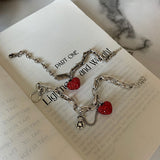 Fashion Strawberry Crystal Bear English Tag Bracelet – Stylish Gifts — 6