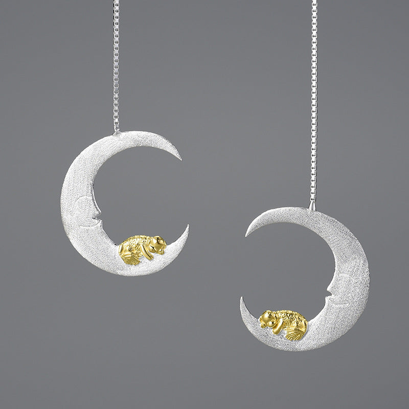 Simple Design Lazy Puppy Women's Ear Line Moon Dog – Dog Lover Gifts — 1
