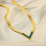 Stainless Steel Flat Snake Chain V Shape Necklace – Jewelry Gift Ideas — 2