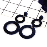 Fashion Earrings Geometric Hoop Flock Fabric – Stylish Gifts — 3