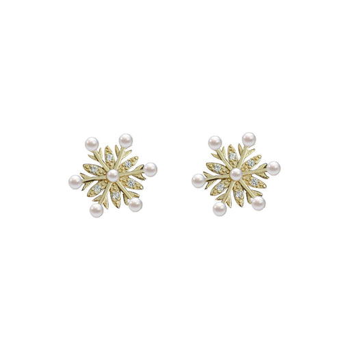 Aestheticism Snowflake Pearl Earrings Ins Female – Gifts for Her — 2