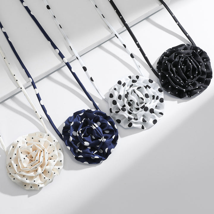 Chiffon Polka Dots Rose Necklace Female – Jewelry Gift Ideas — 1