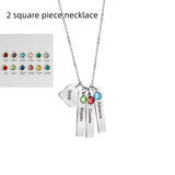 Birthday Stone Peach Heart Square Necklace – Jewelry Gift Ideas — 10