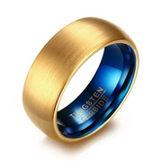 8MM Tungsten Steel Gold and Blue Ring, Wedding – Gifts for Couples — 1