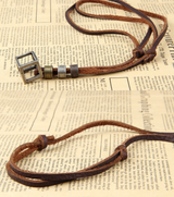 Fashion new metal double ring cowhide necklace – Stylish Gifts — 4