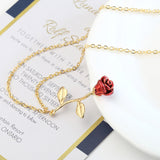 Creative Drop Red Rose Flower Pendant Necklace – Jewelry Gift Ideas — 3
