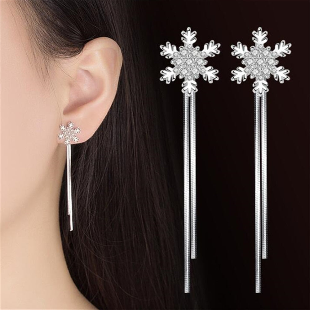 S925 Snowflake Stud Earrings – Birthday Gifts — 1