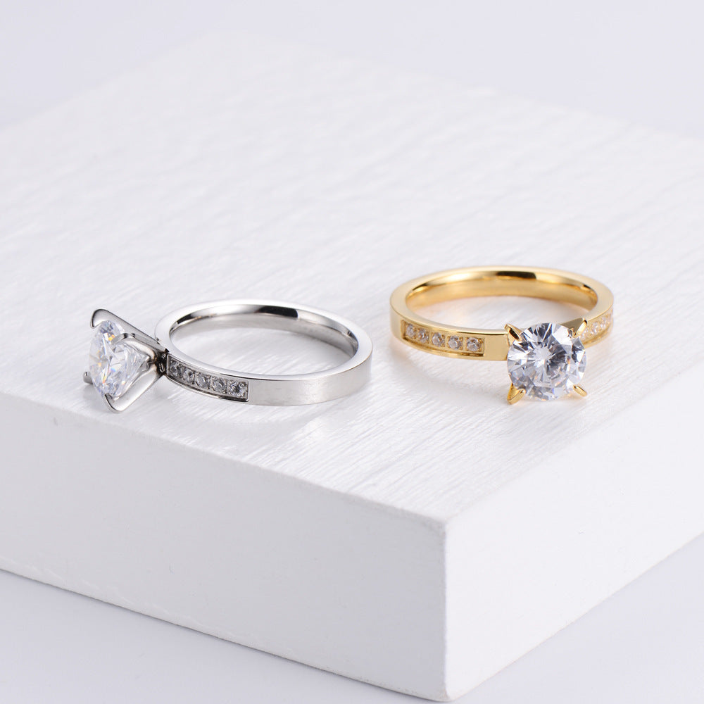 Fashion Women's Four Prong Diamond Stainless Steel – Stylish Gifts — 1
