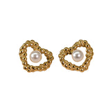 18K Fashion Retro Twist Pearl Heart-shaped Ear Studs – Stylish Gifts — 4