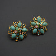 Silver Needle Flower Turquoise Earrings – Practical Gifts — 1