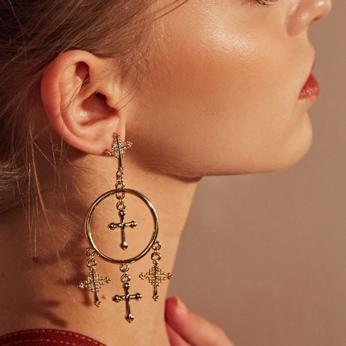 Cross Tassel Earrings Ornament European Version Retro – Stylish Gifts — 1