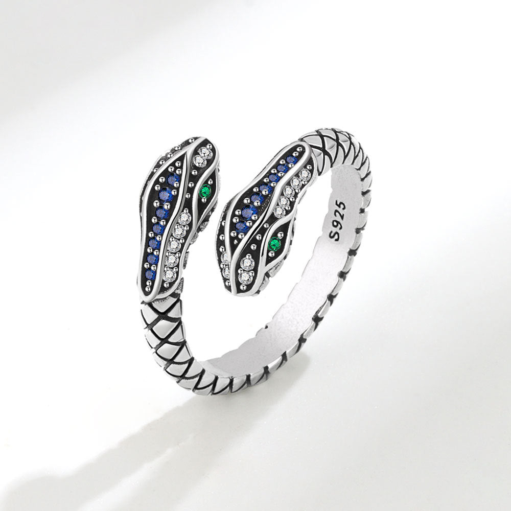 S925 Sterling Silver Diamond Retro Snake Ring – Unique Gift Ideas — 1