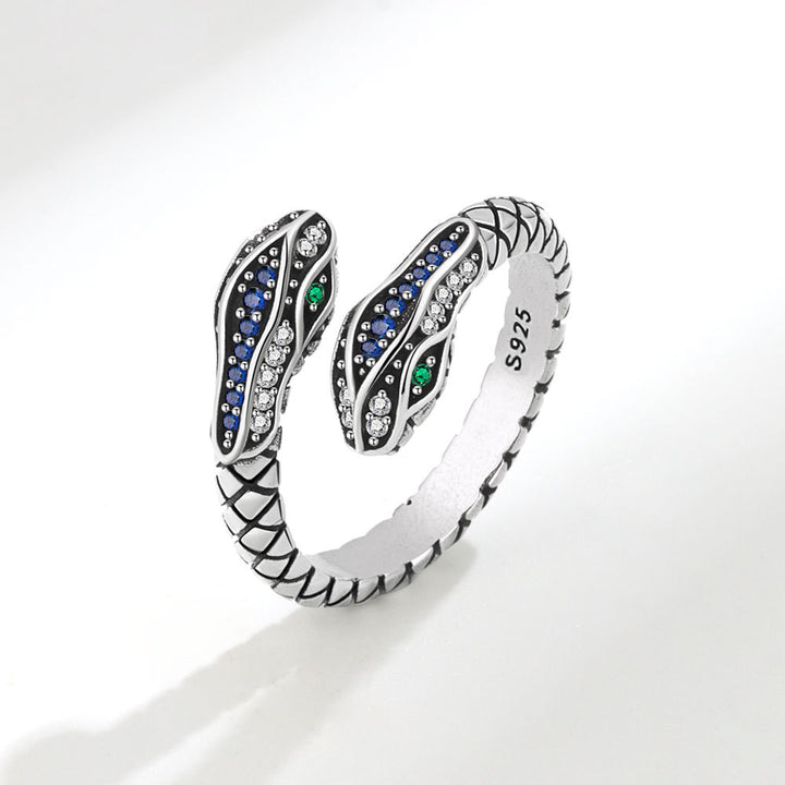 S925 Sterling Silver Diamond Retro Snake Ring – Unique Gift Ideas — 1