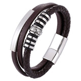 Stainless Steel Leather Bracelet Men Hand Woven – Jewelry Gift Ideas — 4