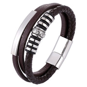 Stainless Steel Leather Bracelet Men Hand Woven – Jewelry Gift Ideas — 4